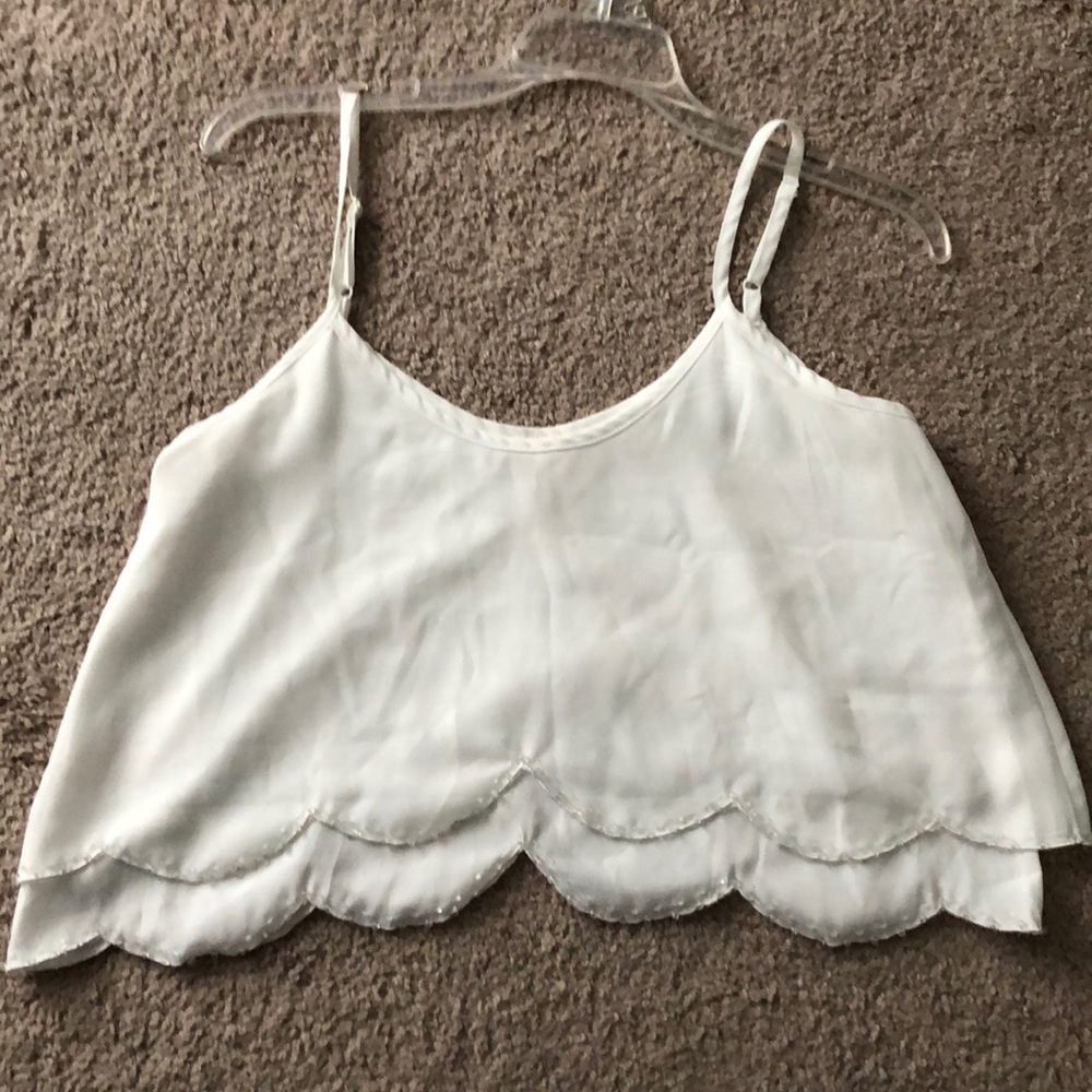 White beaded crop top